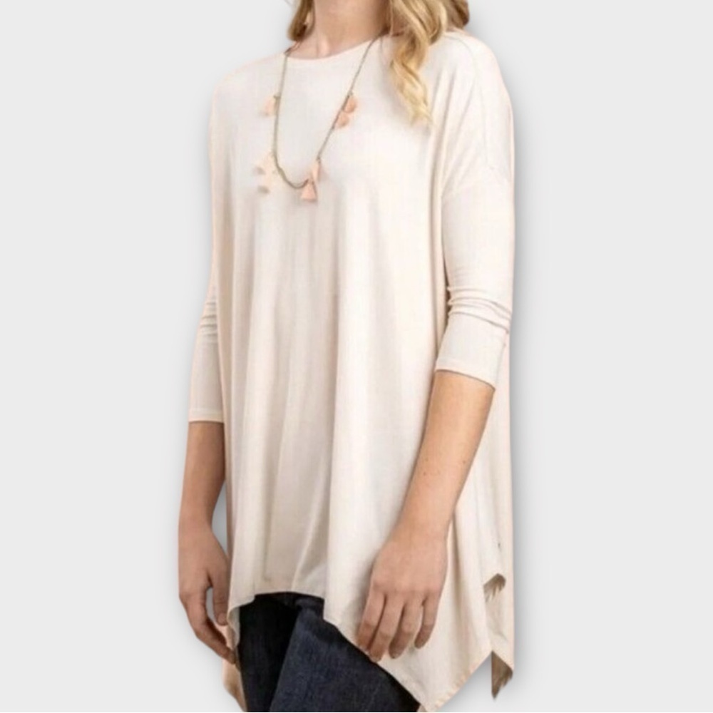Matilda Jane Take Another Trip Tunic Top Cream Sharkbite Hem Women's size medium